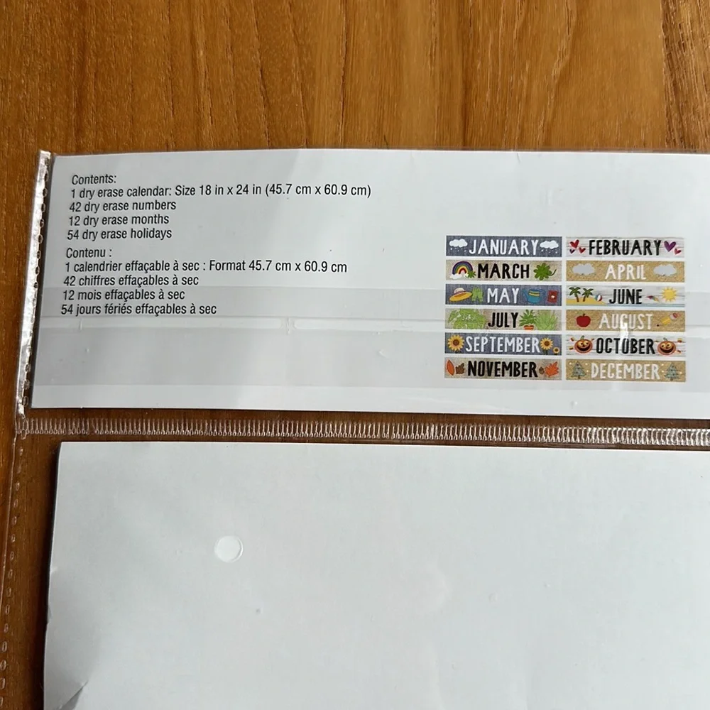 Dry Erase Large Wall Calendar Set 18” x 24”